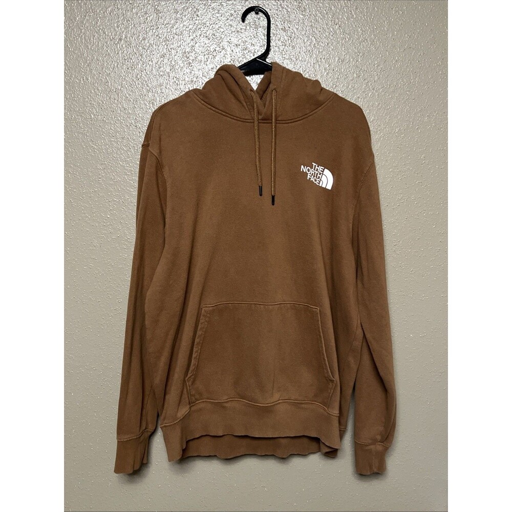 The North Face Mens Dark Brown Box NSE Long Sleeve Pockets Pullover Hoodie Sz L